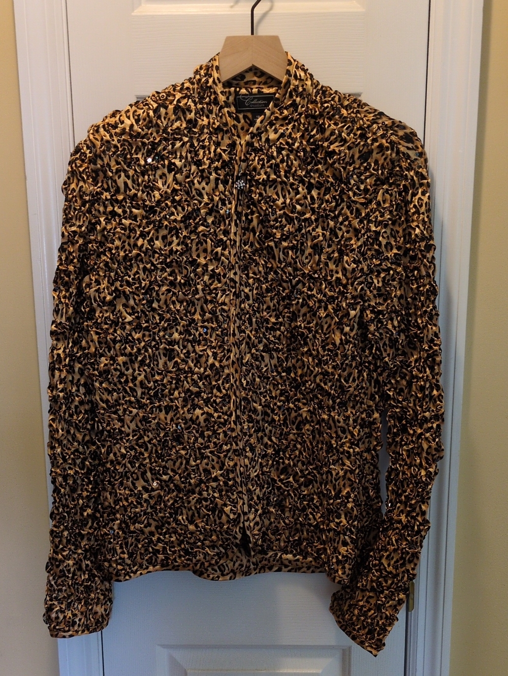 dressbarn Leopard Print Shirt Jacket - Tan & Black
